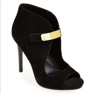 Fergie black suede ‘Remix’ bootie heels